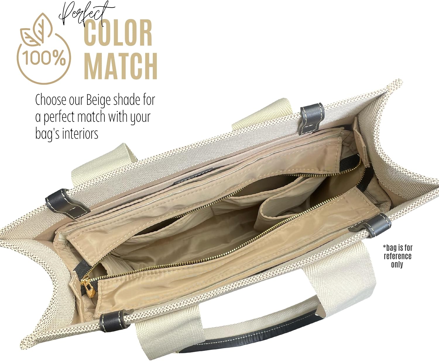 Divitize Premium Purse Organizer compatible with Chloe Woody Tote Insert, Handmade Waterproof Nylon Insert fits Small/Medium/Large Tote, Perfect Fit (Beige, For Medium Woody)