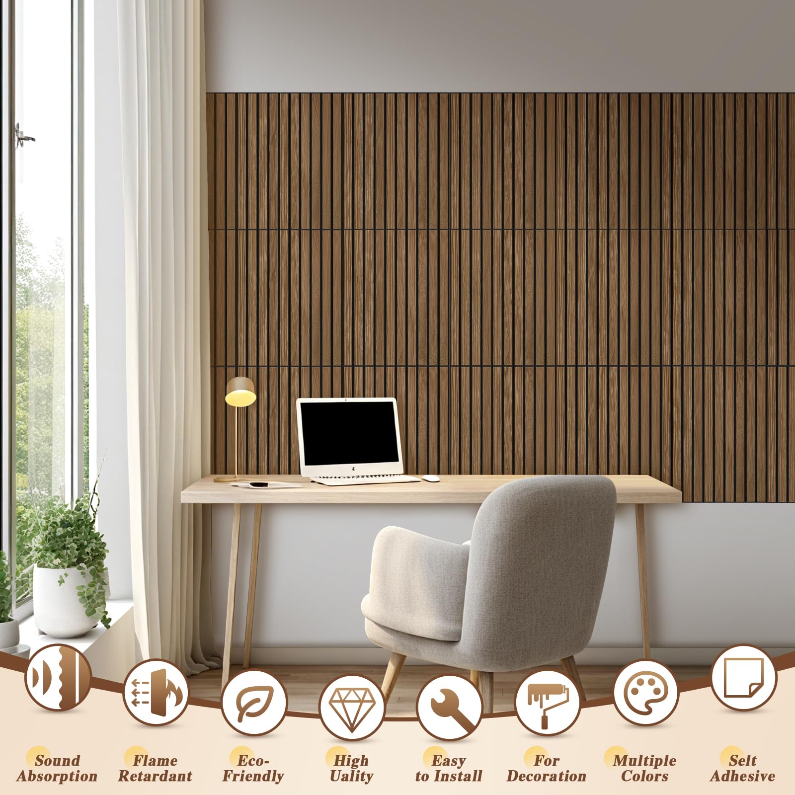NZQXJXZ 12 Pezzi Pannelli Acustici da Parete in legno impiallacciato, Pannelli Acustici Autoadesivi Insonorizzati per Parete, 40x30x1 cm, Trattamento Acustico per Casa, Ufficio, Sala di Registrazione