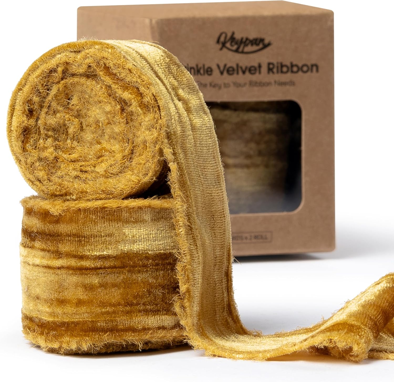 Amazon.com: Keypan Gold Velvet Ribbon 1-1/2 Inch x 6 Yd Crinkled ...