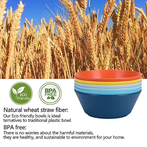 Miniatura 3 de Unbreakable Large Cereal Bowls Set of 6, 32 Ounce BPA-Free Microwave & Dishwasher Safe Salad Bowls, Stackable Multicolor Kitchen Bowls for Serving