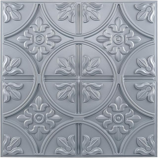 Art3d Drop Ceiling Tiles 2x2, Glue-up Ceiling Panel, Fancy Classic Style in Gray