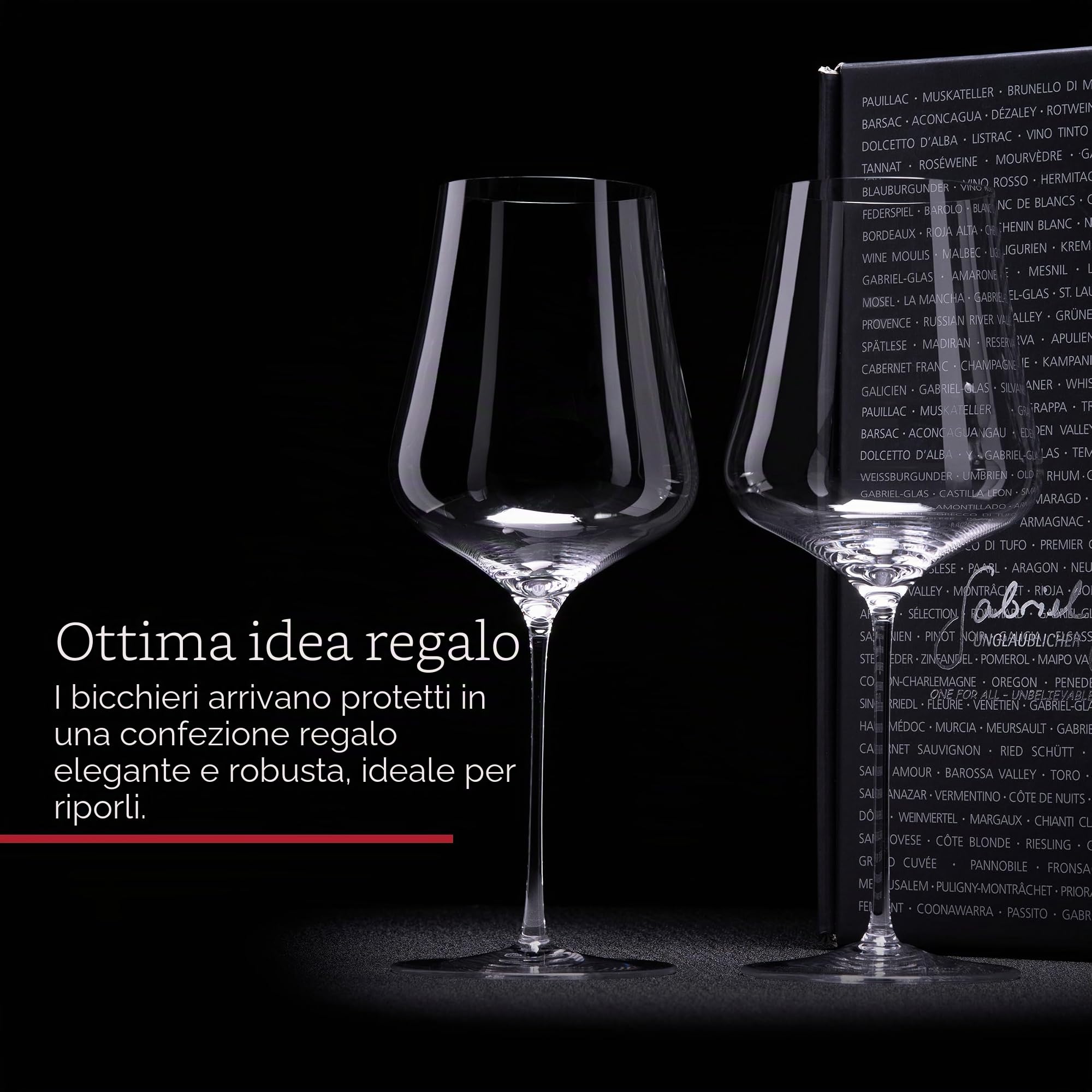 Gabriel-Glas Gold Edition - Bicchieri da vino in cristallo soffiato a mano, 473 ml, con confezione regalo, calici da vino universali realizzati a mano, per rosso e bianco, lavabili in lavastoviglie,