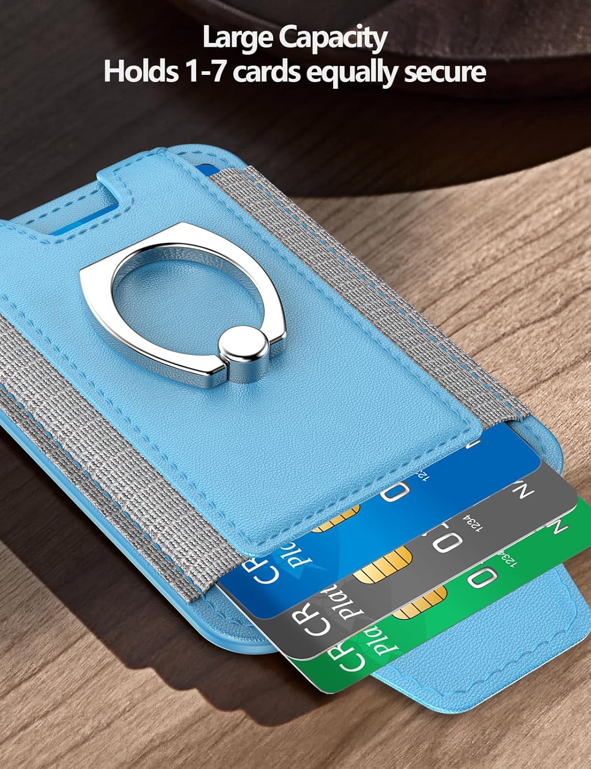 For Magsafe Wallet with Grip, 6-Card Holder, Stronger Magnetic Card Wallet Holder for iPhone 17/16/15, iPhone 14/13/12 Series, Leather Magnetic Phone Wallet with Privacy Flap, RFID Blocking, Sky Blue