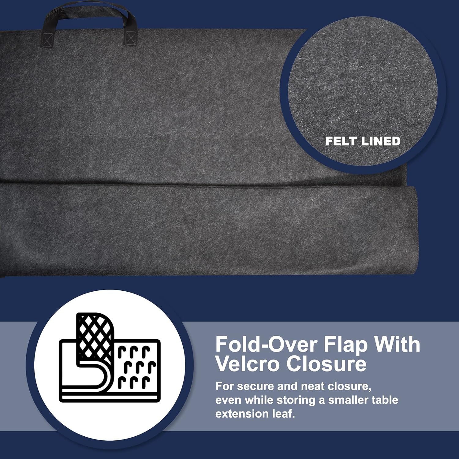 Sorfey Felt Lined Dining Table Leaf Storage Bag with Velcro Closure