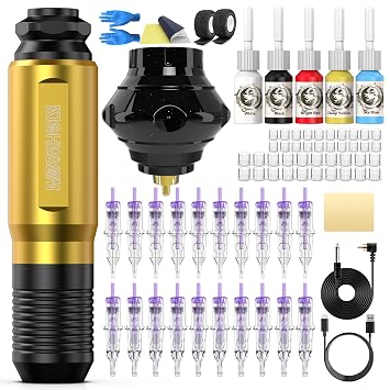 Wireless Tattoo Kit, Tattoo Machine Kit Tattoo Pen Kit Tattoo Gun Kit with Tattoo Battery Rotary Tattoo Machine for Beginners WTK178