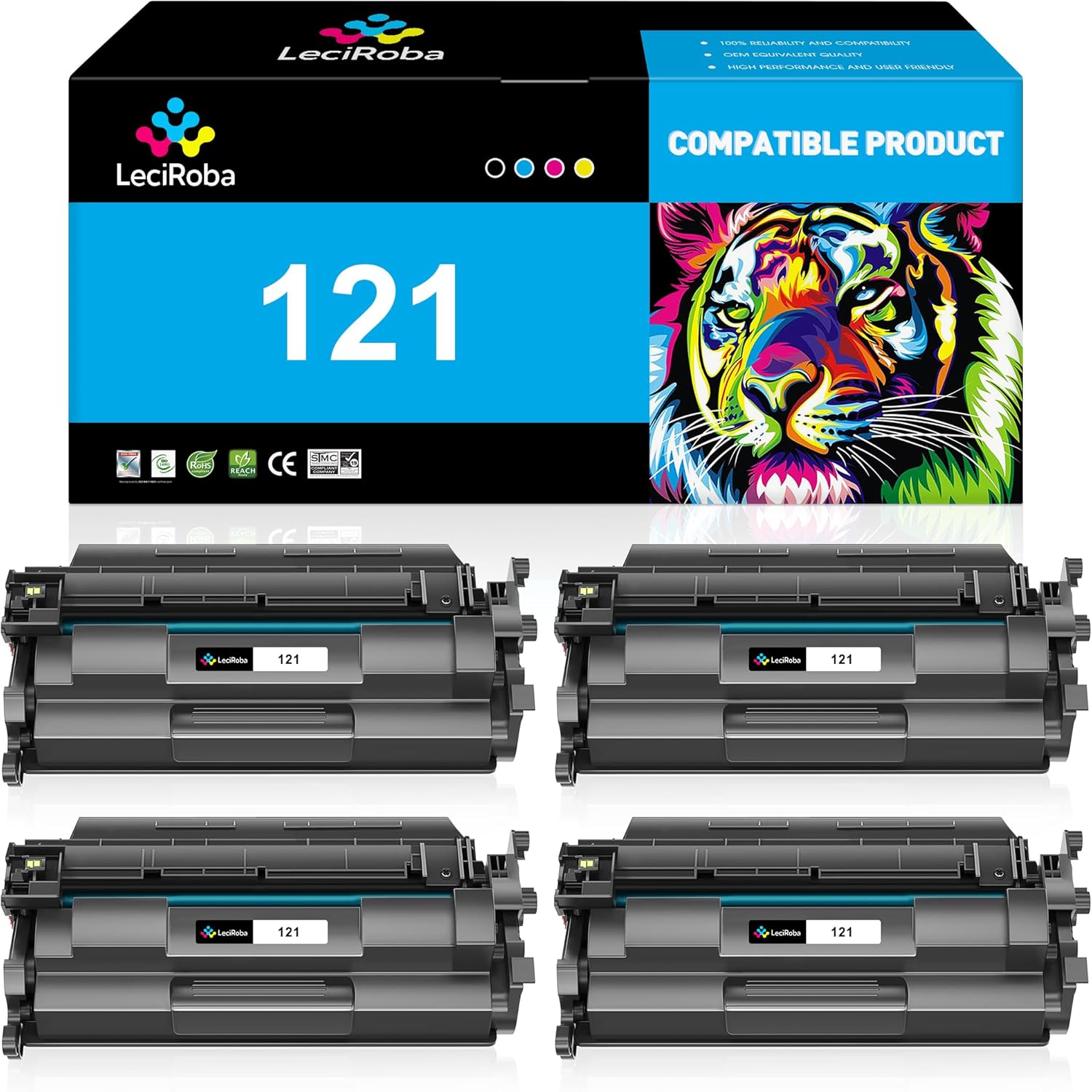 LeciRoba 121 Black Compatible Toner Cartridge Replacement for Canon 121 CRG121 CRG-121 Toner Cartridge 3252C001 for Canon imageCLASS D1600 Series D1620 D1650 Printer Toner (4-Packs)