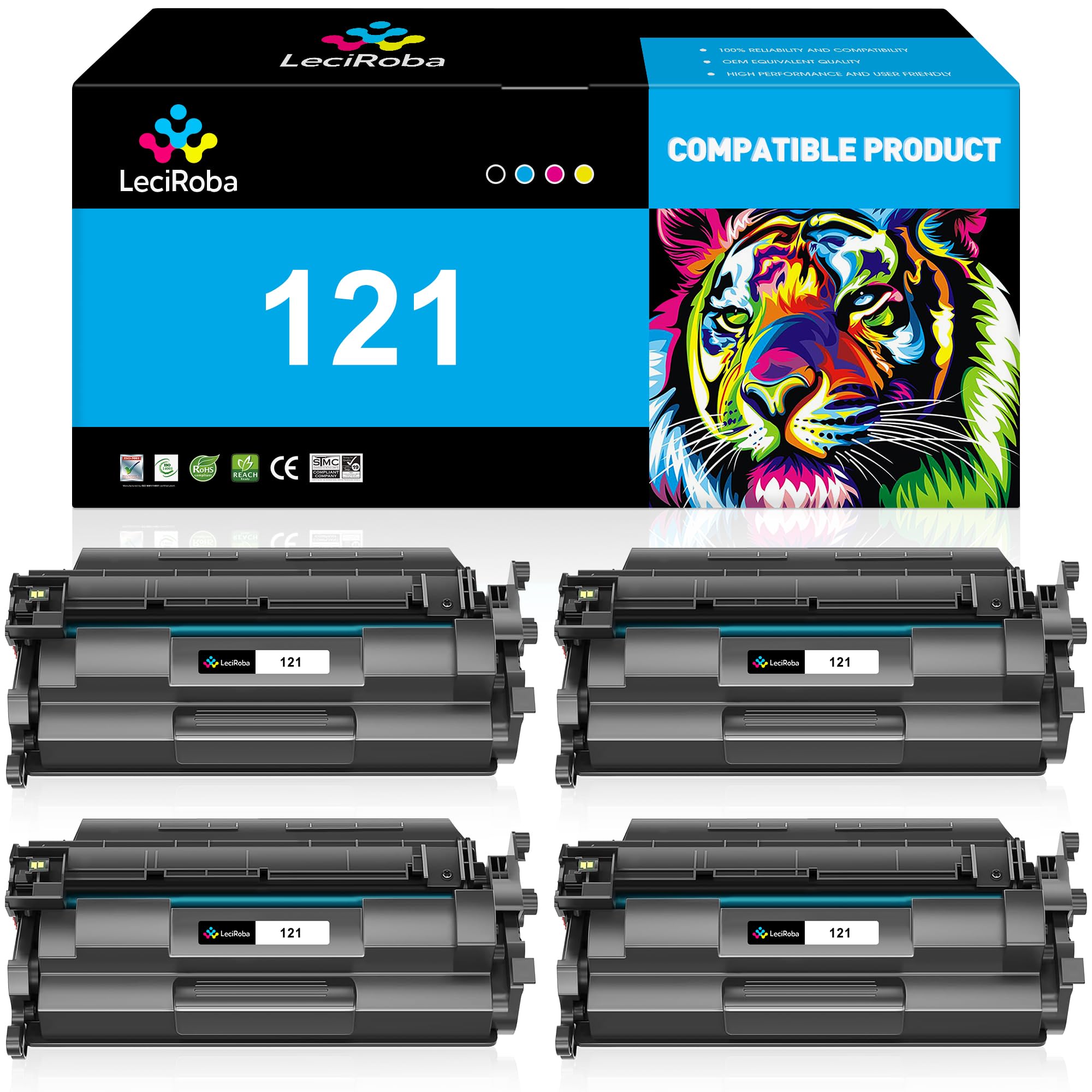 121 Black Compatible Toner Cartridge Replacement for Canon 121 CRG121 CRG-121 Toner Cartridge 3252C001 for Canon imageCLASS D1600 Series D1620 D1650 Printer Toner (4-Packs)