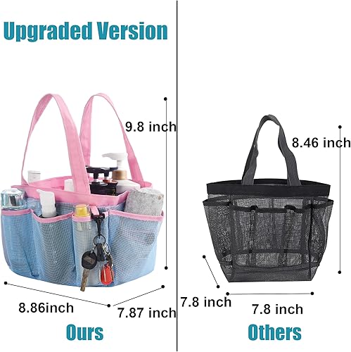 Miniatura 18 de Carrito de ducha de malla con bolsa interior impermeable, extra grande, negro, portátil, para dormitorio universitario, baño, campamento, 8 Rayas