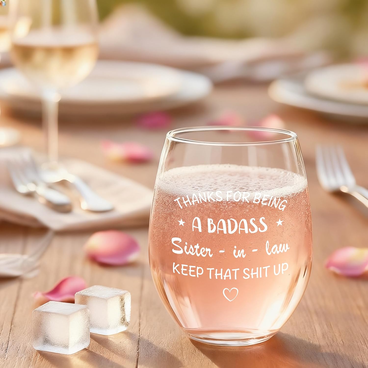Gifts for Sister-in-Law, Thanks for Being A Sister-in-Law Stemless Wine Glass 17 Oz, Funny Birthday Mother’s Day Christmas Gift Thank You Gift for Friends, Women