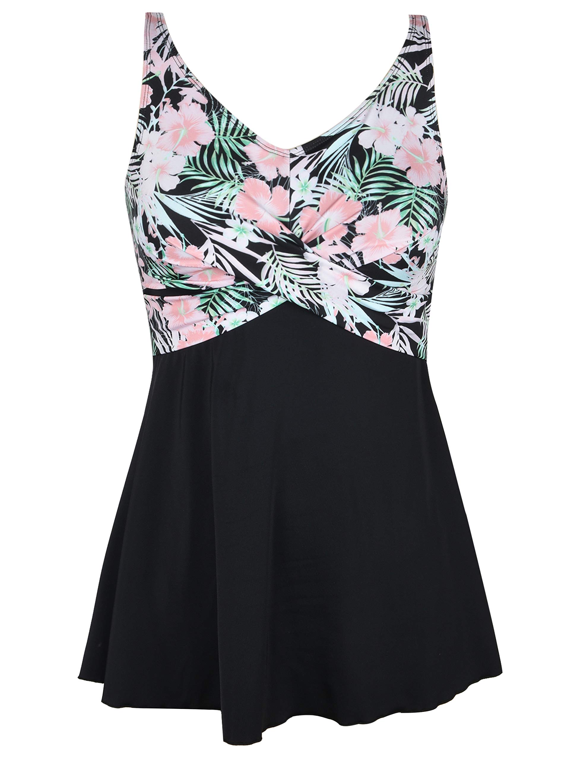 Septangle One Piece Swim Dress Swimsuits for Women Plus Size Bathing Suits V Neck Tummy Control Swimwear