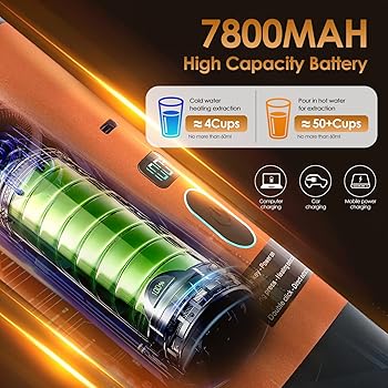 RoserRose Máquina de Café Portátil, Cafetera Capsulas - Inalámbrica y Auto-Calentadora - Con Batería 7800mAh, Función de Carga USB-C y Presión de 20 Bar - Compatible con NS/DG/Café Molido (Naranja)4