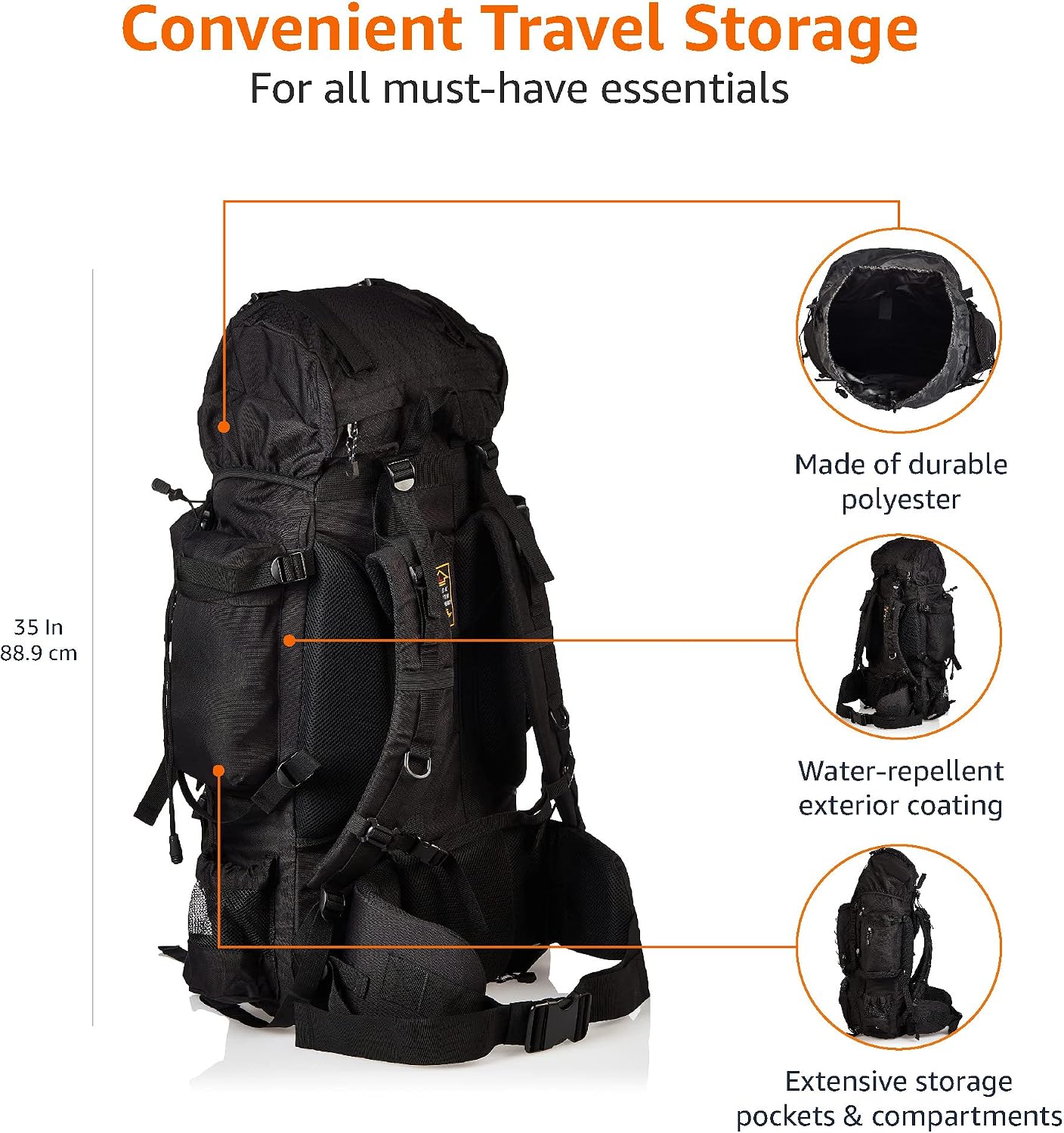 Amazon Basics Internal Frame Hiking Backpack with Rainfly
