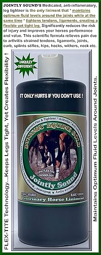 JOINTLY SOUND - Linimento de caballo veterinario con tecnología Flex-Tite. Producto único para apretar pero crea patas flexibles. Mantiene niveles