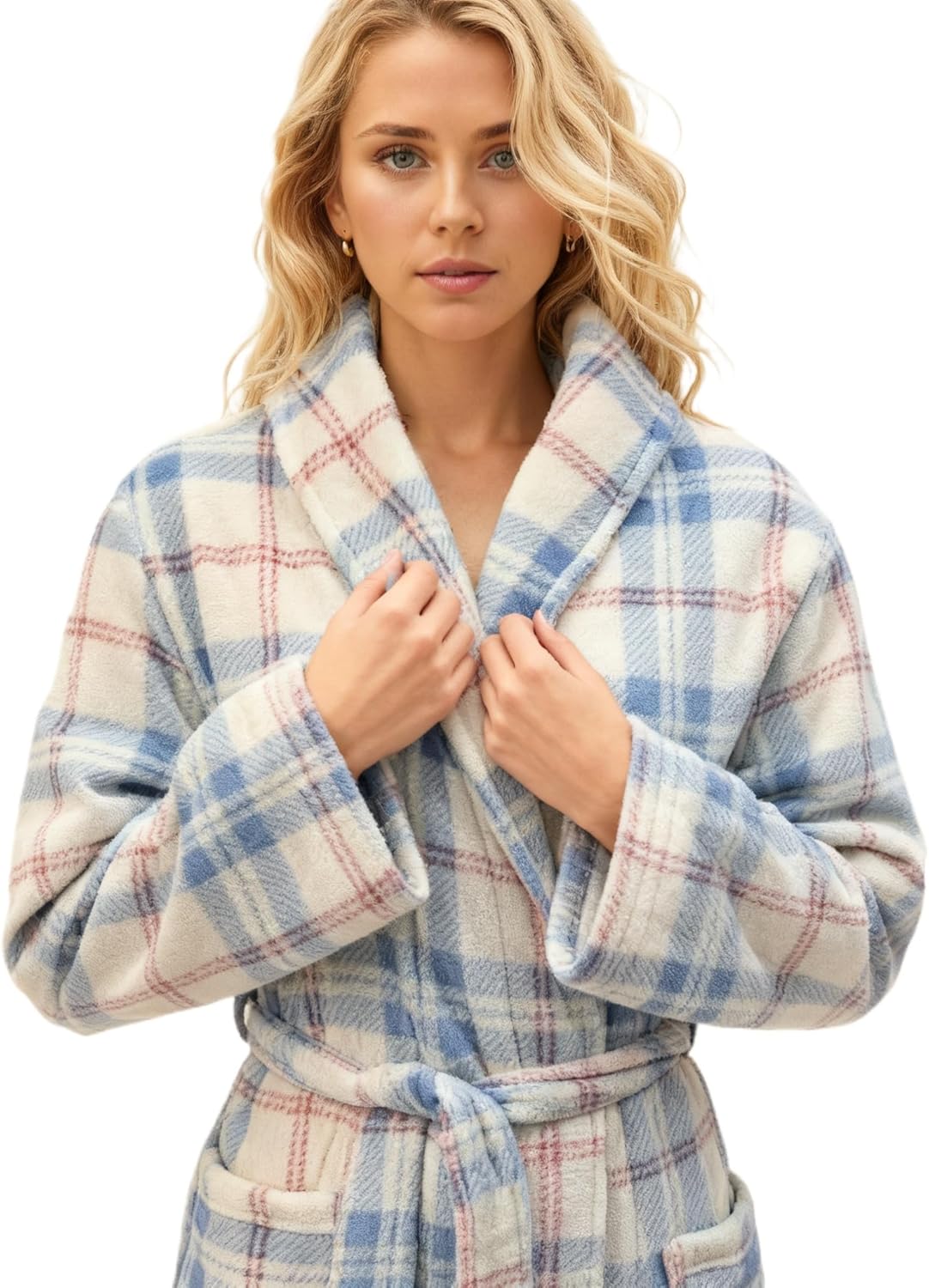 Plush Cozy Short Robes for Women after Shower, Lightweight Soft Bathrobe