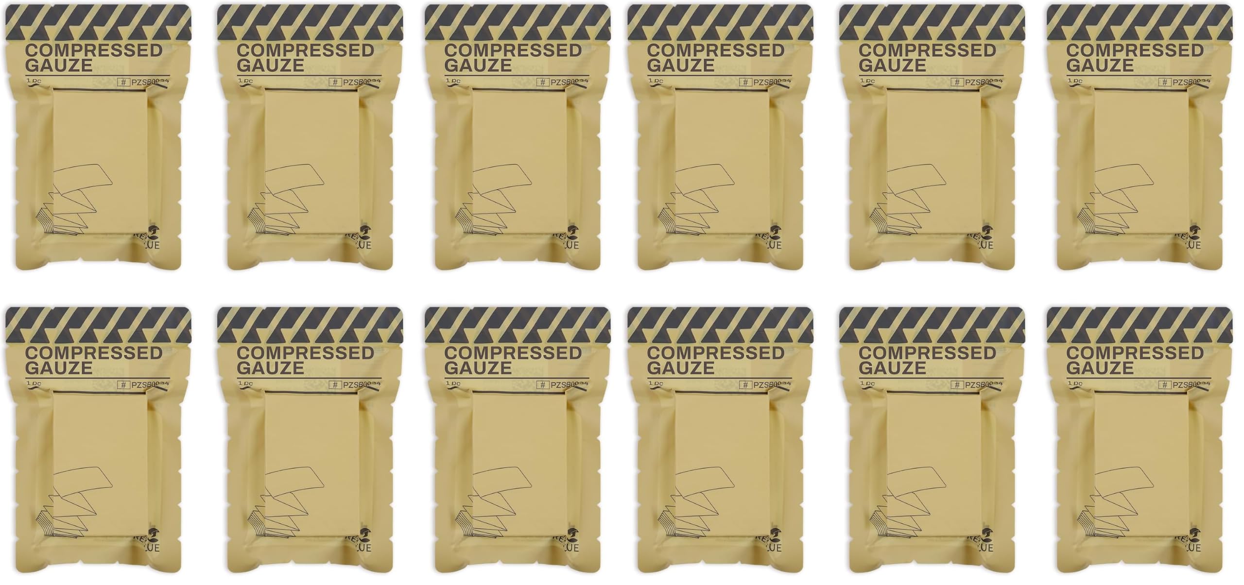 RHINO RESCUE Sterile Compressed Gauze for Emergency Wound Dressing, First Aid and Trauma Kit, 12 Pack