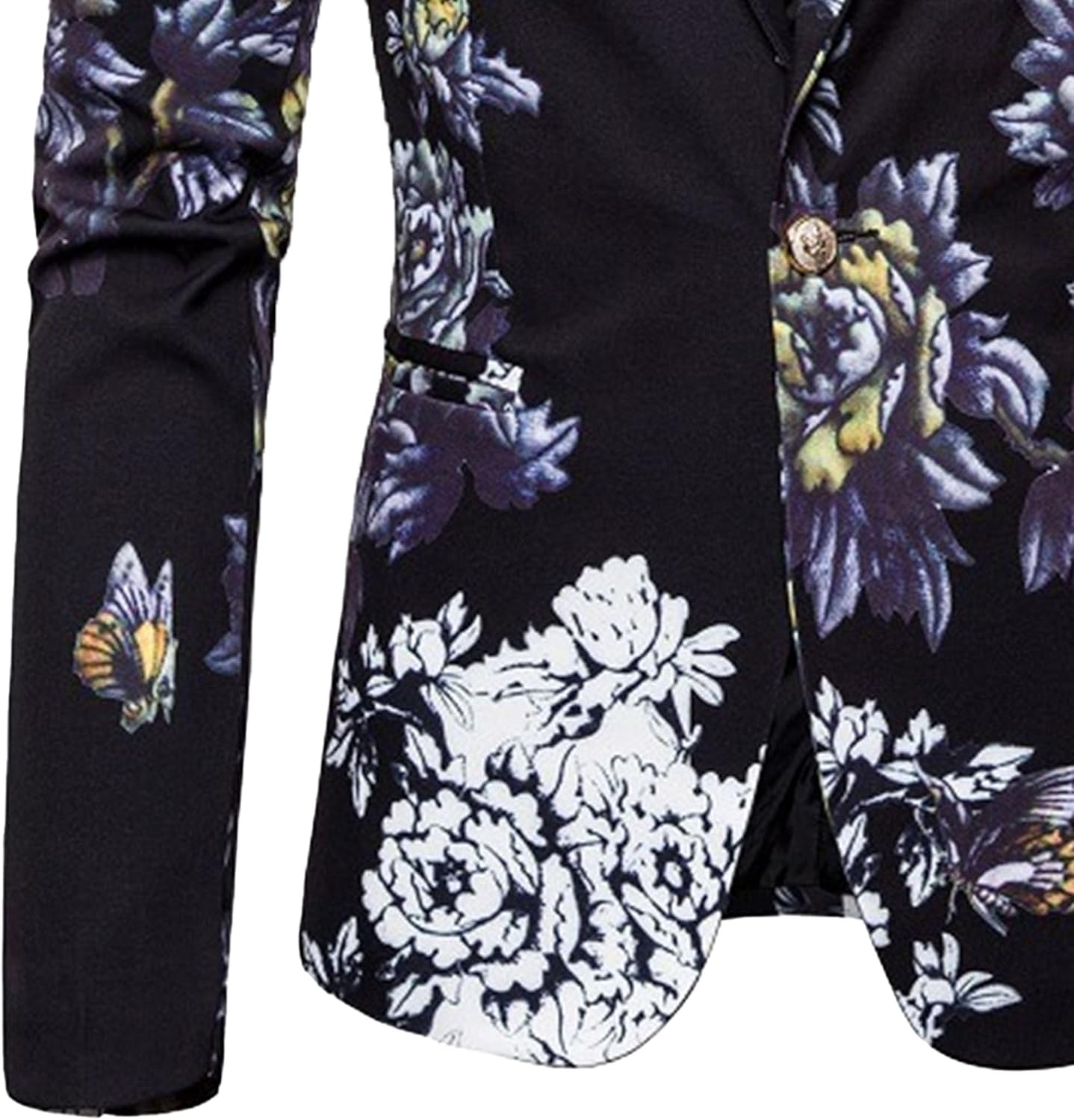 Men Floral Printed Banquet Formal Jacket Classic Single Breasted Business Suit Coat Spring Fashion Slim Fit Sport Coat