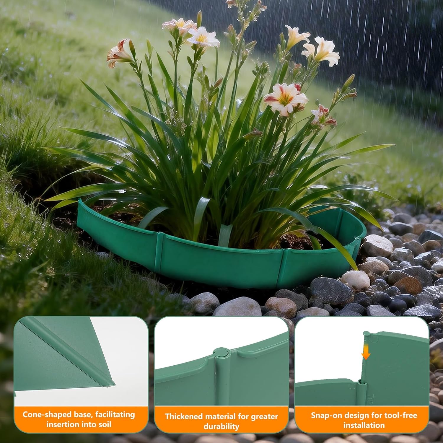 5Pack Slope Planters 20PCS 6Inch Spliceable Round Edging with Shovel Erosion Control Plastic Raised Garden Bed Terracing Kit for Slope Gardening