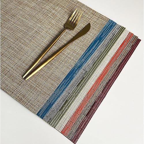 Miniatura 8 de Paquete de 6 manteles individuales de vinilo antideslizante de perfil bajo de textileno de PVC para decoración del hogar, cena, duraderos, lavables,