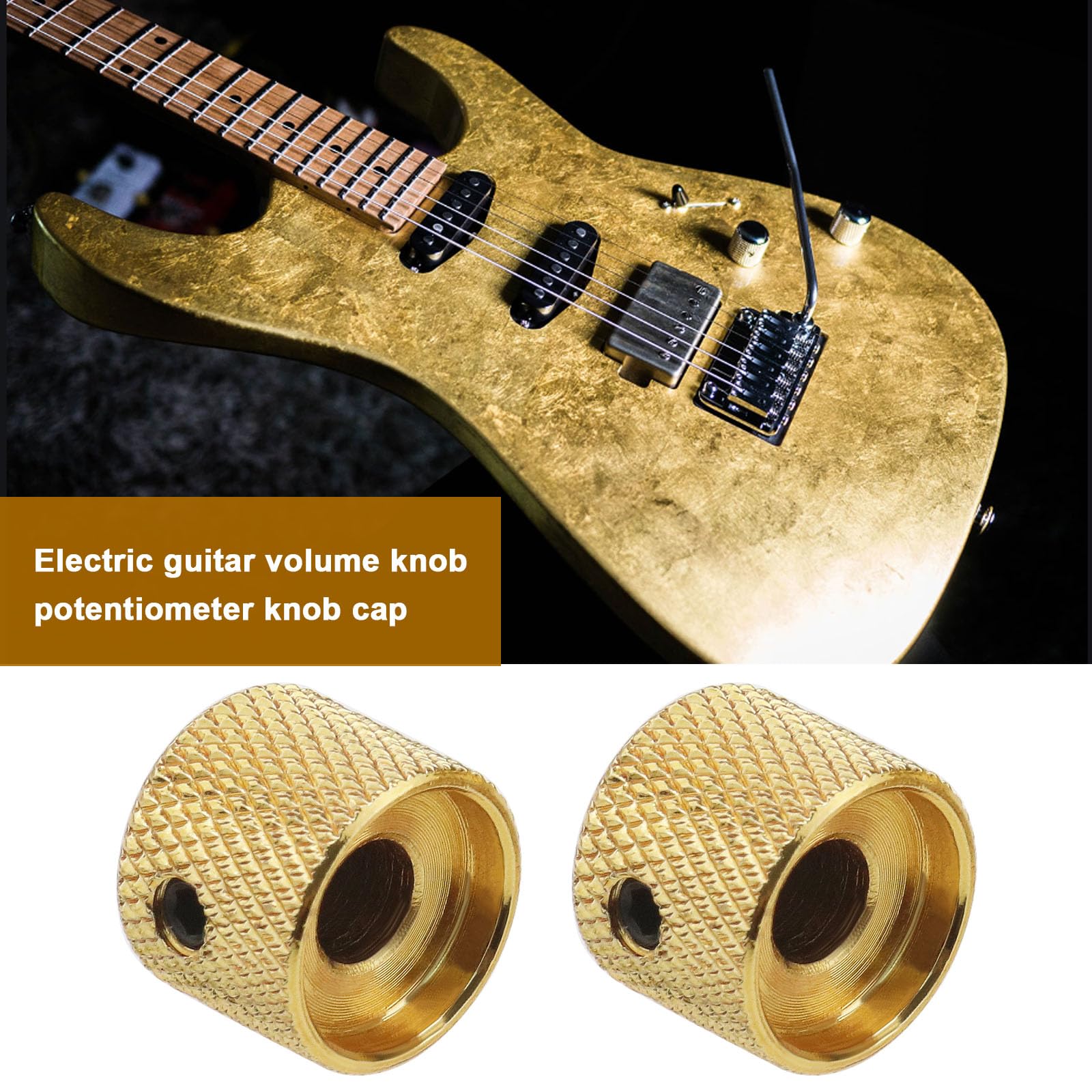 The Lord of the Tools 2pcs Guitar Dual Layer Concentric Control Knobs Electric Guitar Metal Volume Knob Potentiometer Cap Guitar Double Layer Metal Knob Cap Volume Knob Cover - Image 2