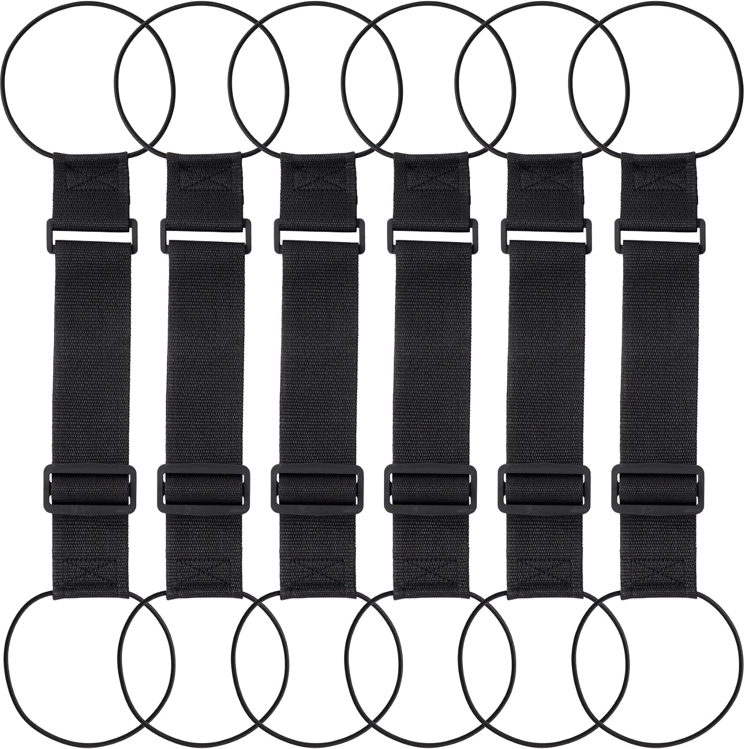 6 Pcs Black Luggage Connector Straps, Adjustable Straps for Suitcases | Multi-Use Strong Bungee Elastic Belt, Suitcase Strap, Travel Accessories for Adding Carry On Bags, Black, Rainbow