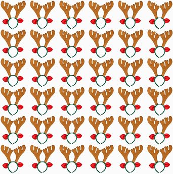 Max Fun 36Pcs Reindeer Antlers Headband Christmas Hairbands for Kids Holiday Party Favors