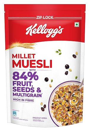 Kellogg's Millet Muesli with 84% Fruit, Seed & Multigrain| Power Breakfast | No Maida No Palm Oil | India's No 1 Muesli | 1000g