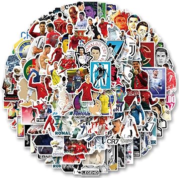 Ronaldo 100 Stickers Sports Football World Cup Star Stickers Vinyl Waterproof Stickers Water Bottle Laptop Computer Phone Case Guitar Decoration