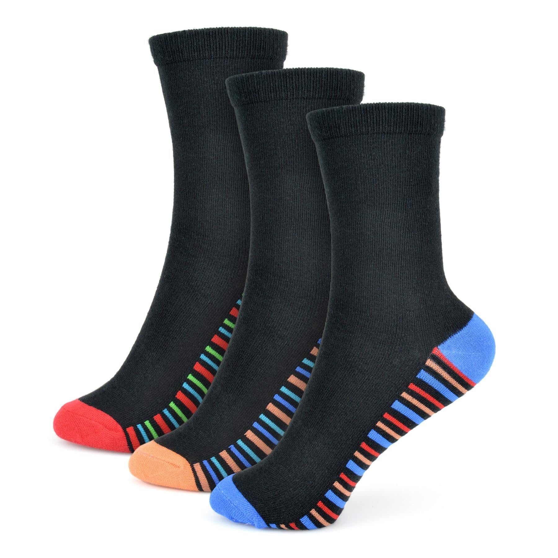 A2Z 4 Kids Boys Stripe Heel & Toe Socks Stylish Black Striped - Socks AZ987 Black A 3 Pack 2-3 (6-8.5)
