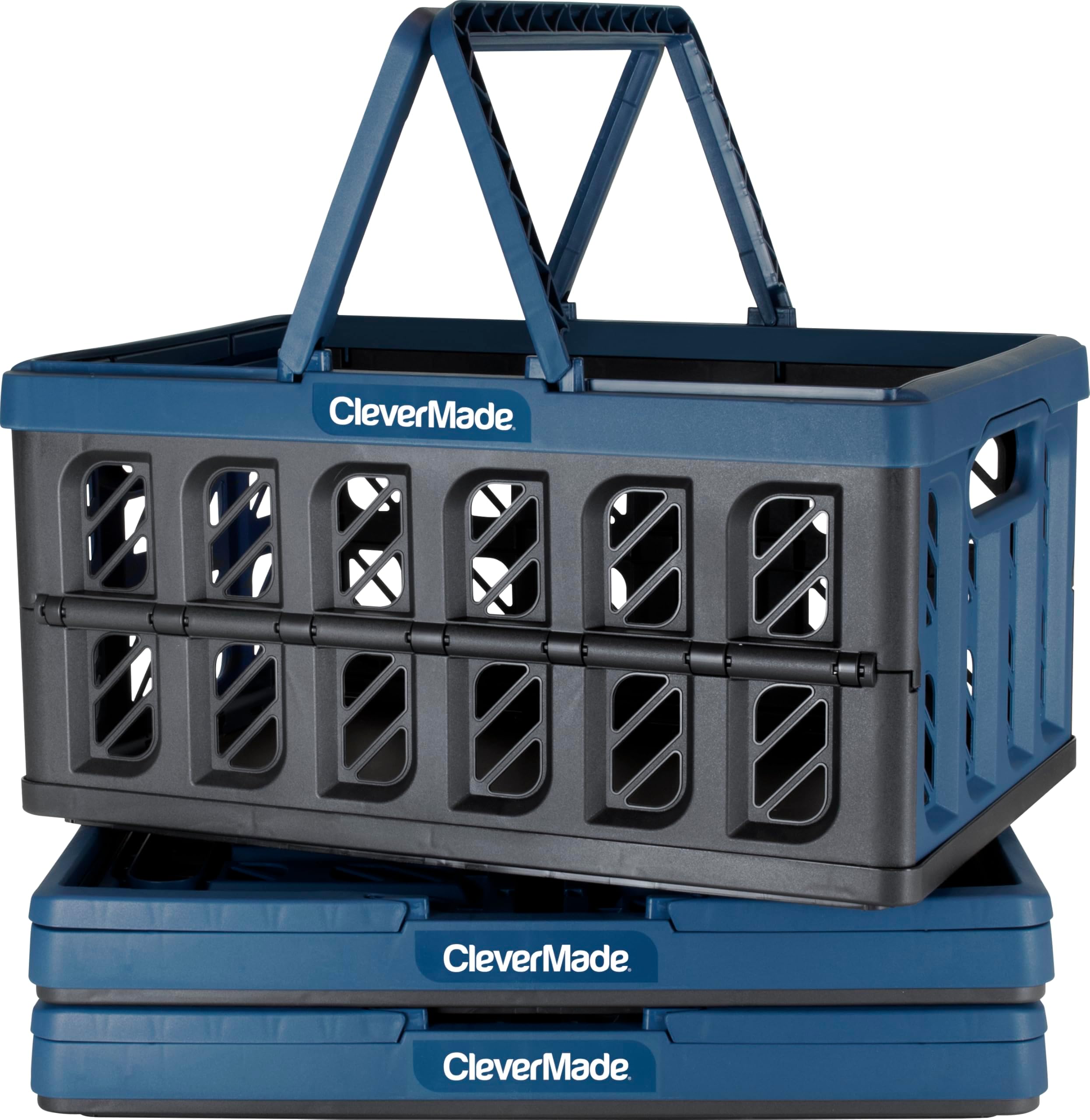 Eco Collapsible Shopping Basket with Handles, 24L Ocean, 3 Pack