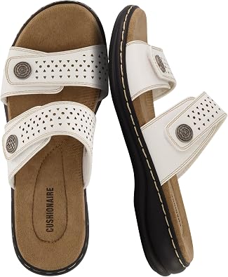 CUSHIONAIRE Womens Betsy comfort footbed slide Sandal with adjustable straps and +Comfort