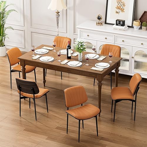 Miniatura 12 de Juego de 4 sillas de comedor, sillas para comedor y cocina, silla de acento moderna de mediados de siglo certificada FSC, sillas tapizadas de piel