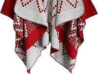 Vista 64 de Urban CoCo Poncho de colores para mujer, chal con frente abierto, color en bloques