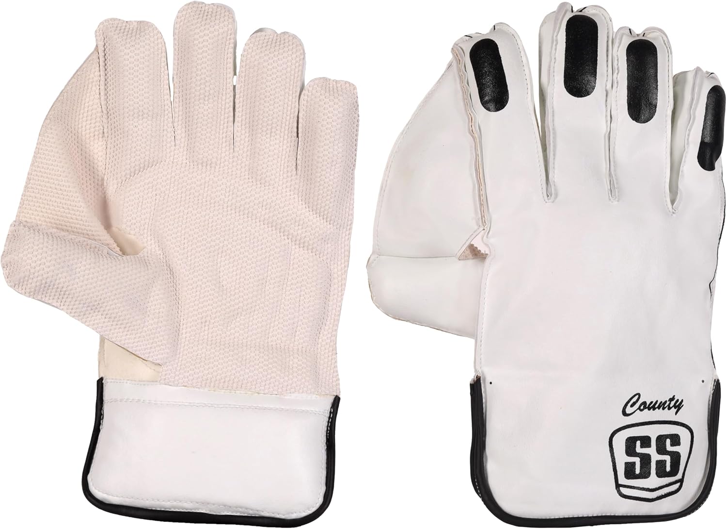 SS Cricket County Wicket Keeping Gloves & Match Inner Gloves Combo - Adult Size, Multiple Colors to Choose from (Blue, White, Navy, Red)