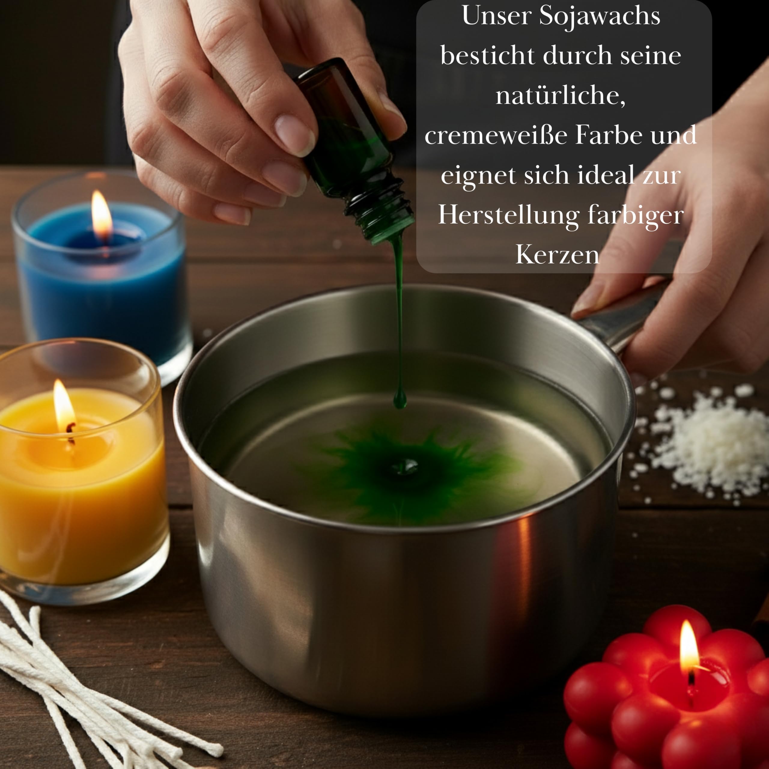 Sojawachs 3kg – Premium Kerzenwachs zum Gießen - DIY Kerzen selber machen - Natürlich, Vegan Öko & Nachhaltig - Ideal für Duftkerzen, Kerzenherstellung, pastillen, Soy Candle Wax