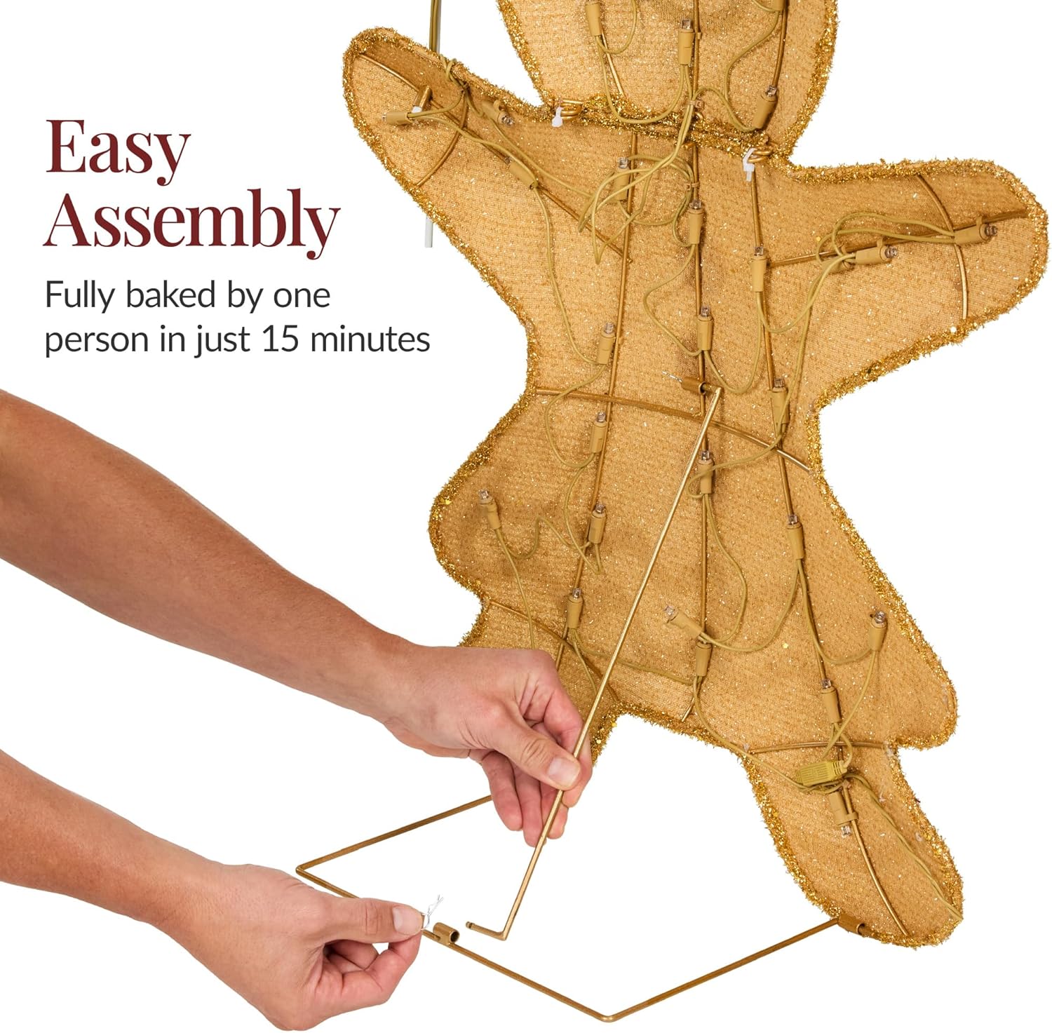 Best Choice Products 2D Gingerbread Family 4ft Christmas Yard Décor Set, 3-Piece Light Up Outdoor Holiday Lawn Decoration w/House, Man, 185 LED Lights