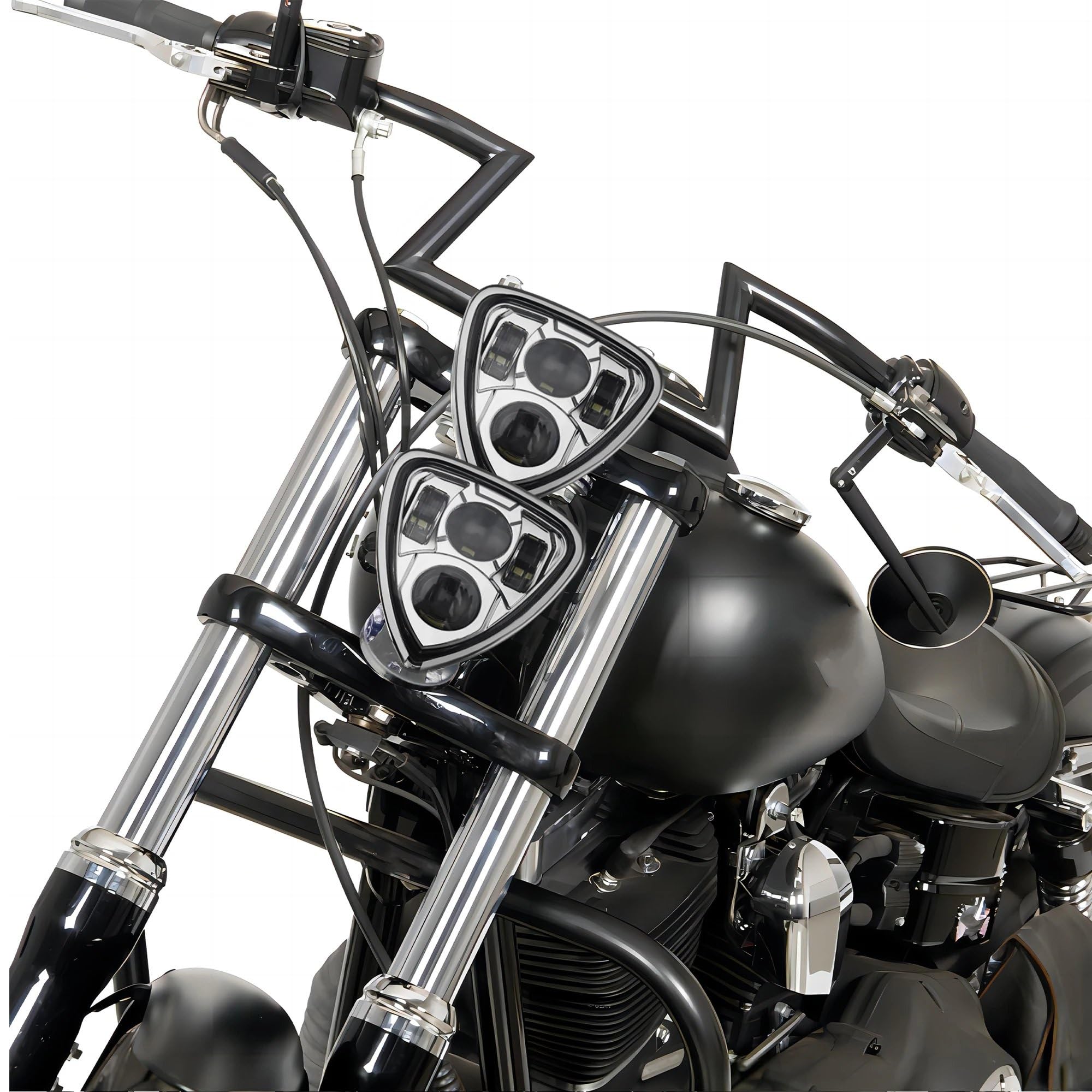 MESKEL Moto Faros Auxiliares para Turismo para Café para Racer para Chopper para Bobber Soporte De Conexión para Luz LED Triangular Doble Motocicleta | Only Bracket