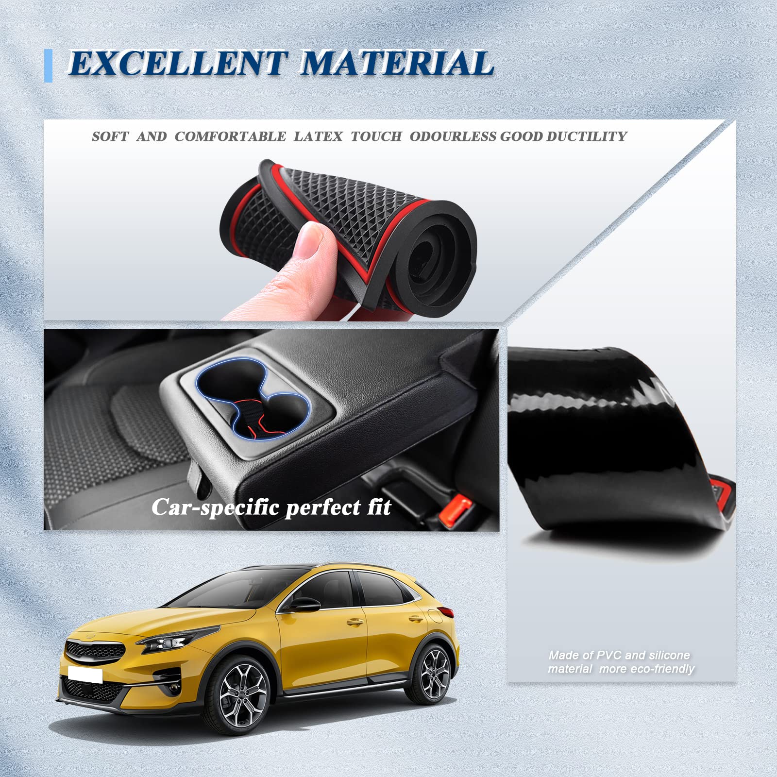BIBIBO Tappetini in Gomma per Auto Compatibile con K*i*a Ceed SW GT Proceed GT 2018-2024 / XCeed GT 2020-2024, Tappetino Antiscivolo in Gomma, Scanalatura Porta Interni Auto Accessori