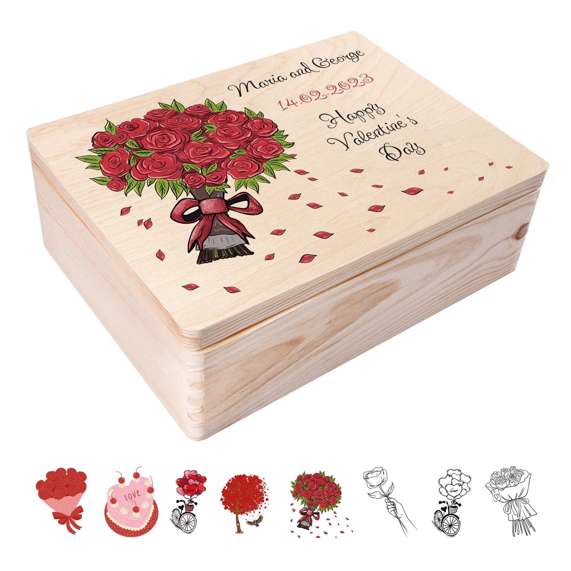 Creative Deco Women's 09. Special Occasion Personalised Valentines Gifts For Her/Him | For Men & Couples | Unique Wish Custom Gift Box | Customised Wooden Storage Box | Perfect As A Keepsake Or Decoration