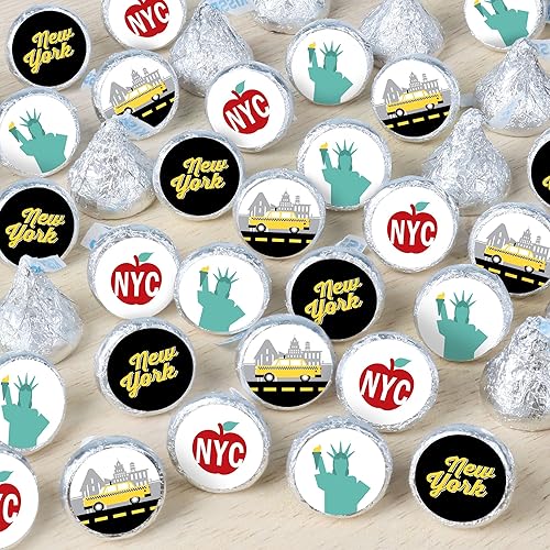 Big Dot of Happiness NYC Cityscape - Calcomanías redondas pequeñas de caramelo para fiestas de la ciudad de Nueva York, 324 unidades disponible en Yaxa El Salvador