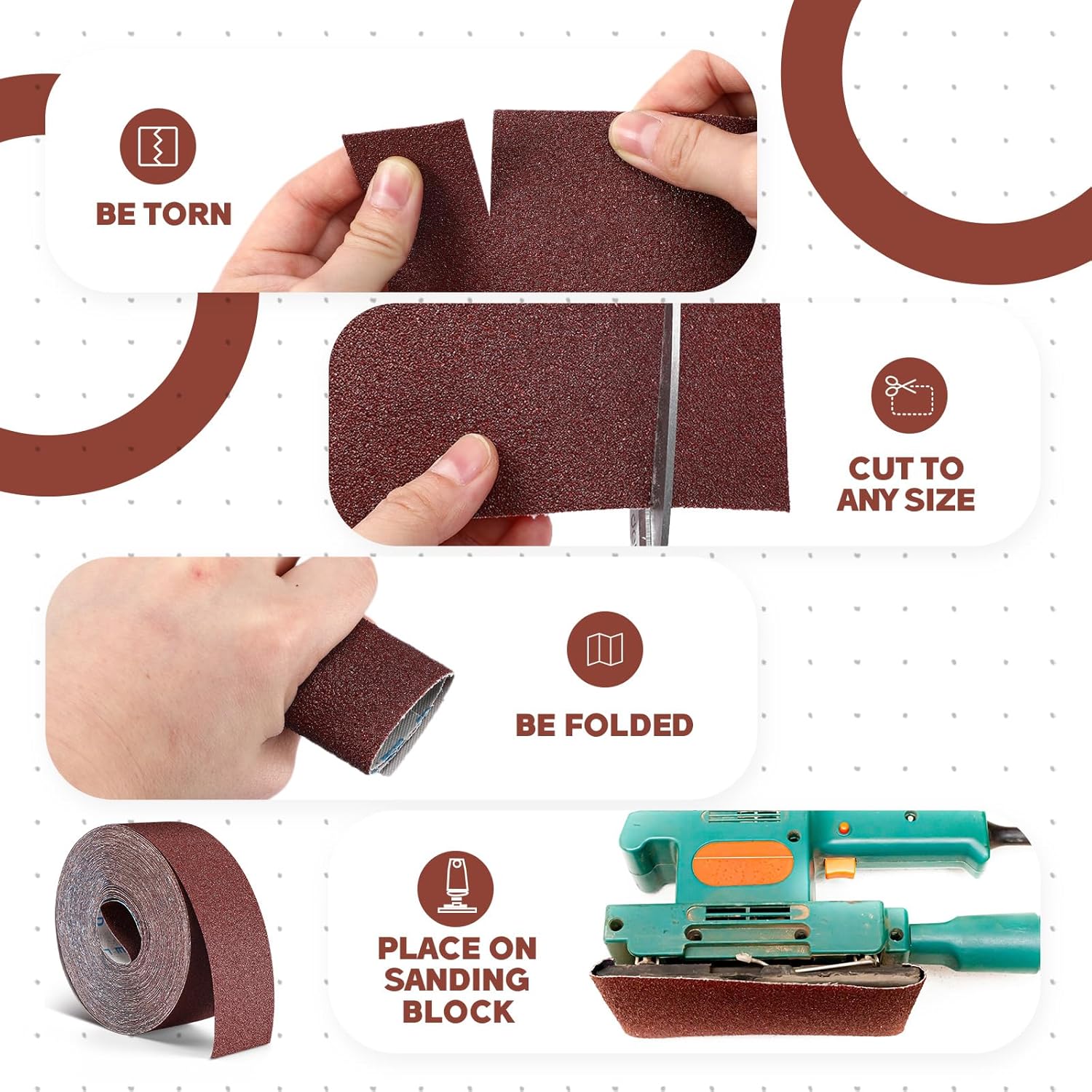 80 Grit Abrasive Sandpaper Roll 3''x100 ft Long Emery Cloth Sand Paper Roll Aluminum Oxide Sanding Belt for Drum Sander Sandpaper Continuous Wood Furniture Wet and Dry Sanding - Image 3