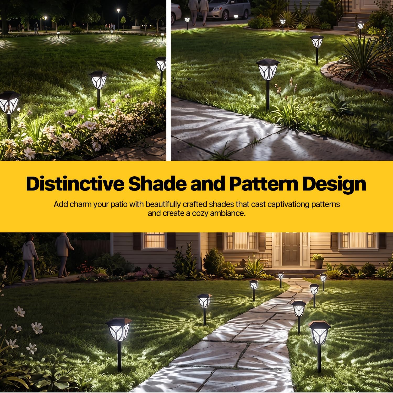 Ensenior Solar Lights Outdoor, 6500K LED Pathway Garden Lights, 8 Pack image 5