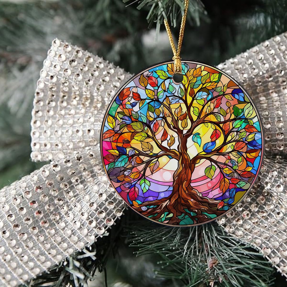 Christmas Ornament - Colorful Tree of Life Ceramic Ornament, Ancient Celtic Christmas Ornament, Family Tree of Life Gift, Inspirational Gift for Any Occasion - Image 4