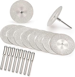 40mm Diamond Cutting Wheel with 1/8" Mandrel for Glass Agates Rocks Ceramic Tile Metal, Coated Polishing Cutting Discs Cut Off Wheels Rotary Tools Drill Accessories (10Pcs 1.6")