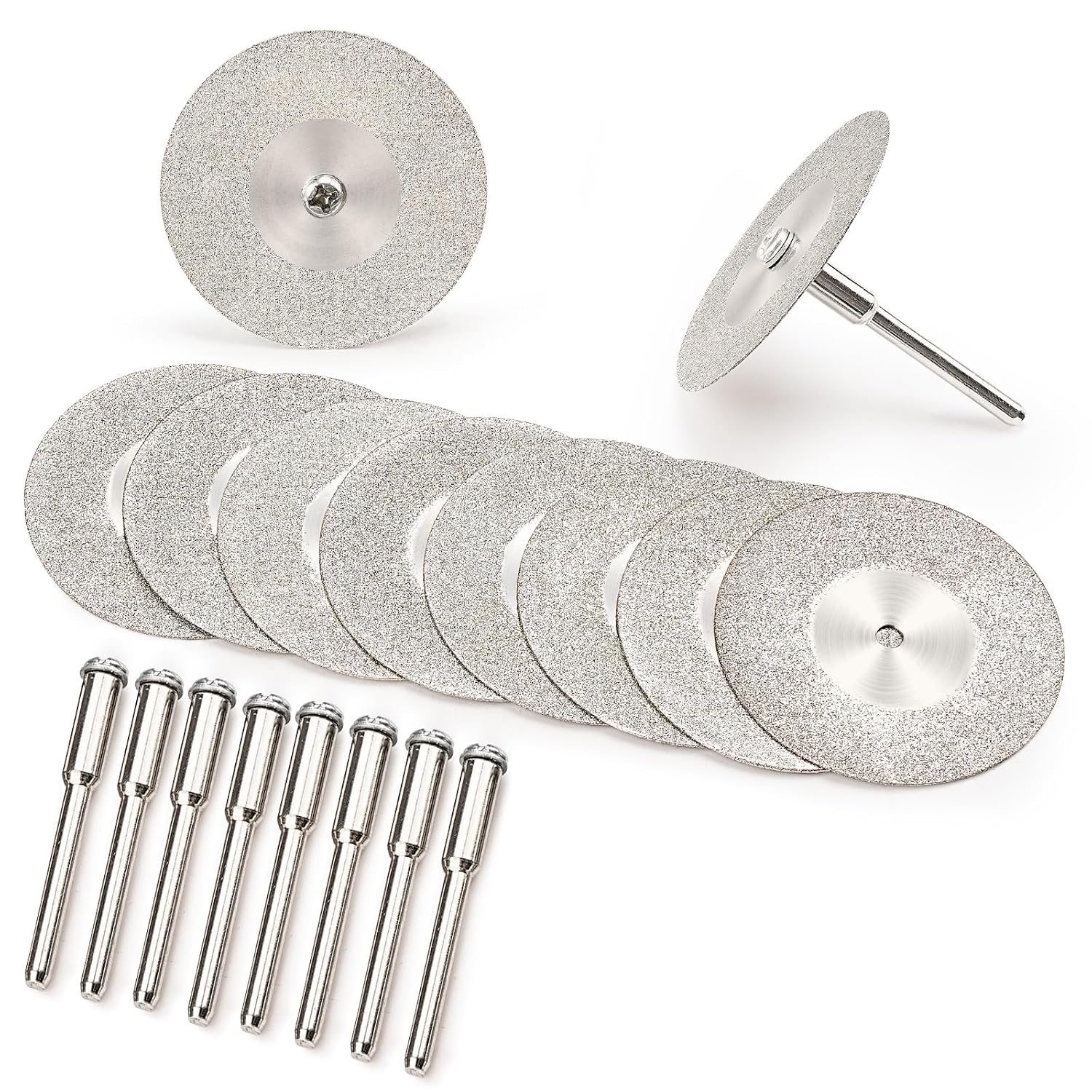 SI FANG 1.6 inch Diamond Cutting Disc 10 Pack Cut Off Wheels for Dremel | with 1/8'' Mandrel 10PC, Drill Attachment Rotary Cutter Blades, for Polishing Tile Stone Marble Plastic Jade, 0.6mm Kerf