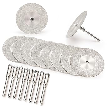 SI FANG 40mm Diamond Cutting Wheel with 1/8" Mandrel for Glass Agates Rocks Ceramic Tile Metal, Coated Polishing Cutting Discs Cut Off Wheels Rotary Tools Drill Accessories 10Pcs 1.6"