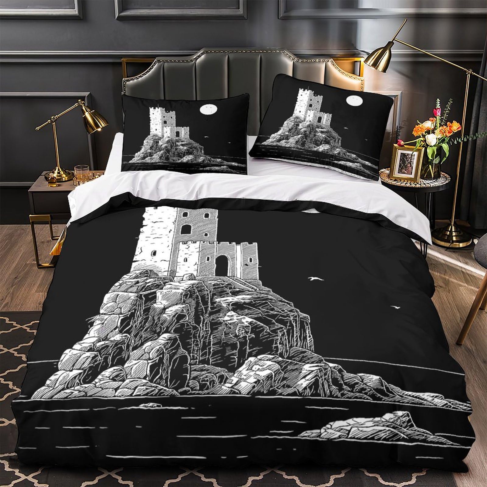 Parure de lit 200x200cm motif cœurs d'amour en microfiche avec taies d'oreiller pour lit double