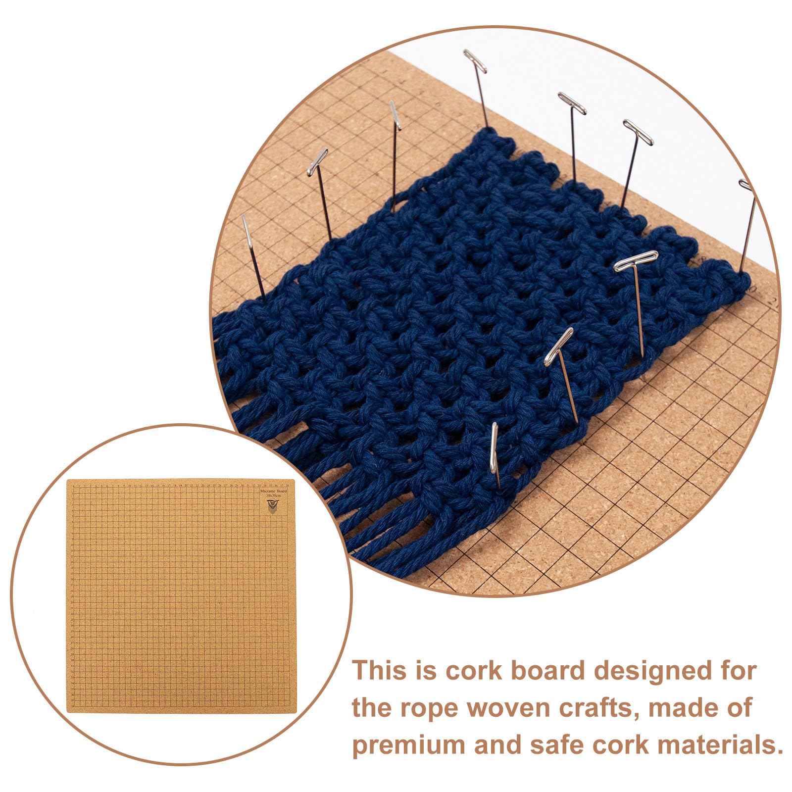 Alipis Tablero de Corcho para Macramé Alfileres en T de Acero Inoxidable, Tablero Suave para Proyecto de Pulsera DIY, Adecuado para Manualidades y Artesanía
