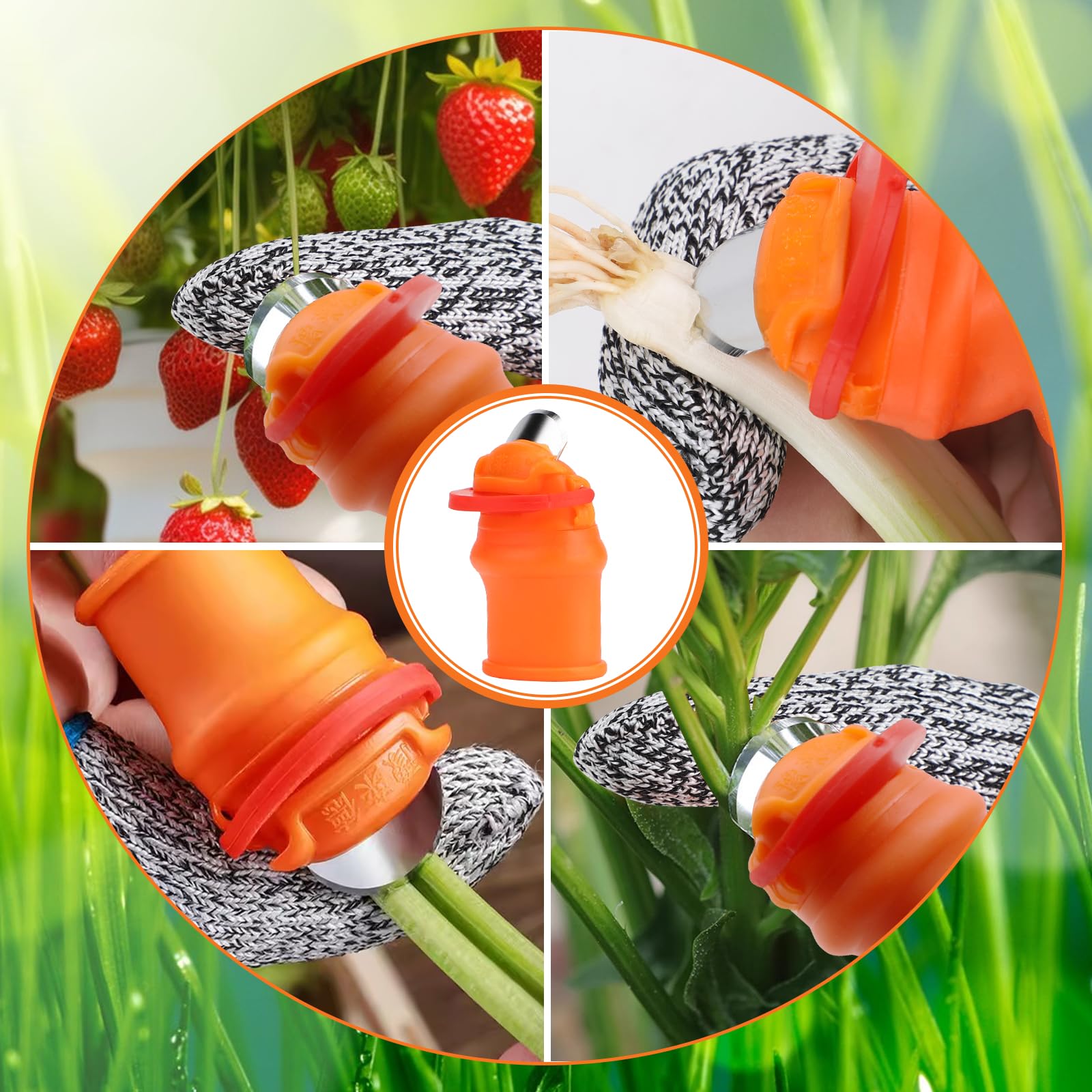 LALAGO 6 pezzi Coltello Pollice, Coltello Dito in Silicone con 6 Protezioni per Dita Antitaglio in HPPE, Coltello Pollice Silicone, Coltello da Giardinaggio, Attrezzi Giardinaggio per Raccolta Ortaggi