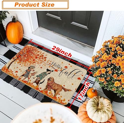 Miniatura 8 de Baccessor Tapete de calabaza de otoño, Acción de Gracias, otoño, lunares, decorativo, para exteriores, parte trasera de goma antideslizante, para