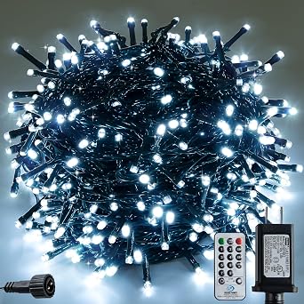 Christmas Lights 100ft 300 LEDs, 8 Modes, Cool White, Indoor Outdoor Plug-in Fairy Lights for Christmas Tree, Bedroom, Classroom Decor Outdoor Decor,Christmas Decorations Cool White, 100FT